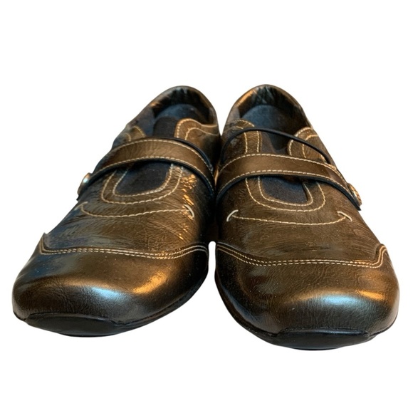 Un Tour En Ville Shoes Womens 41 Green Black Slip On Sneakers Patent Leather - Picture 4 of 9